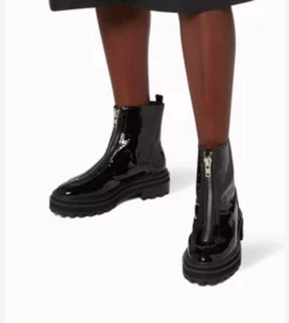 SCHUTZ Maryele Combat Patent Leather Black Boots NEW Size 7.5